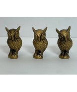 3 Owls Family Small Metal Antique Brass-Look Shelf Decor Ornament Statue... - $17.99