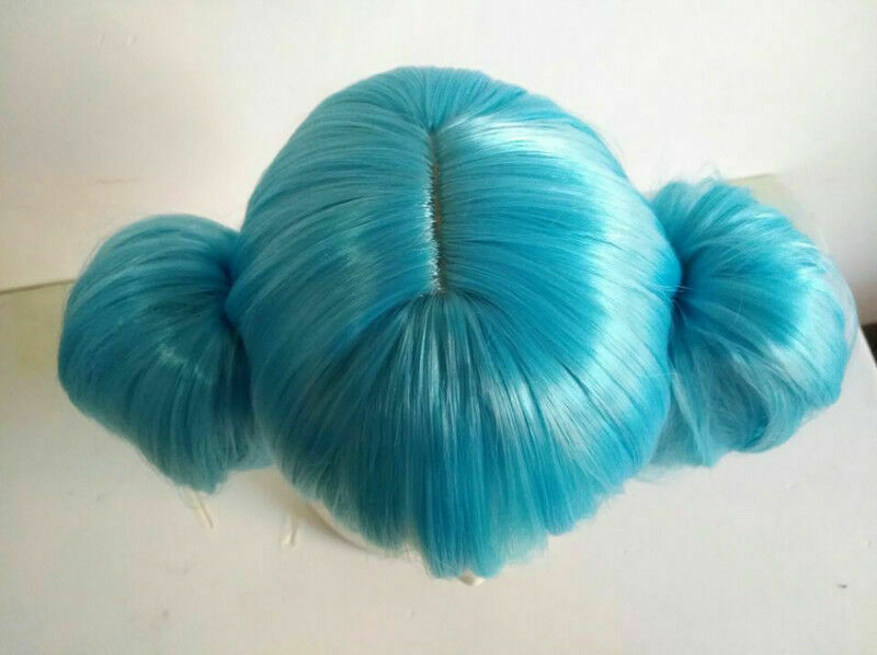 Sally face Sallyface Sally Wig Short Blue Hair Clip Ponytails Cosplay