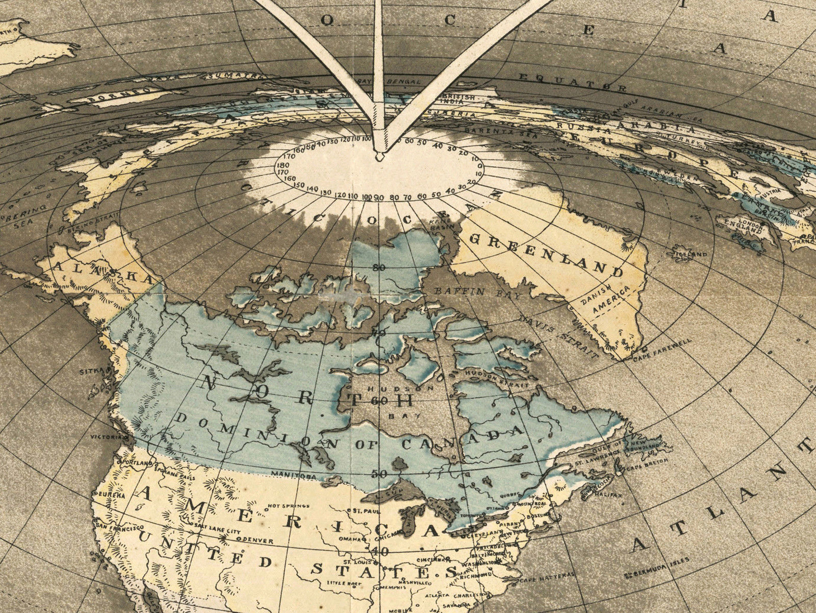 1893 Map Square And Stationary Earth Orlando Ferguson Flat Earth Wall