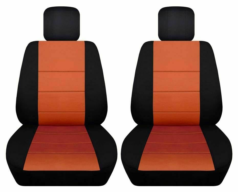 Front set car seat covers fits Nissan Versa 2006-2020  black and burnt orange