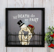 Till Death Do Us Part Skeleton Bride and Groom Kissing Wall Decor Pictur... - $33.99