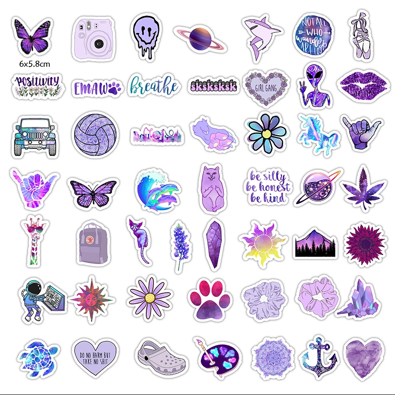 Purple Vsco Sticker Pack Cute Trendy Planner Journal Laptop Water Bottles Decal Stickers Decals