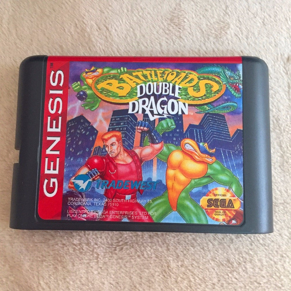 Battletoads vs Double Dragon 16 bit Game Cartridge Card Sega Mega Drive ...