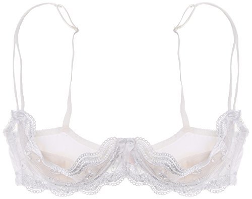 Shirley of Hollywood Women's Scalloped Embroidery Shelf Bra 331 34 White