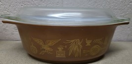 Vintage Pyrex Brown Gold Early American 1.5 Quart Oval Casserole Dish