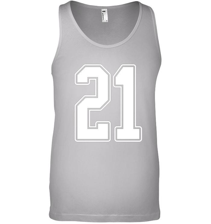 21 White Outline Number 21 Sports Fan Jersey Style Tank Top - T-Shirts ...