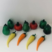 Lot 11 Murano Style Hand Blown Glass Vegetables & Fruits Tomatoes Peppers Pears - $62.00