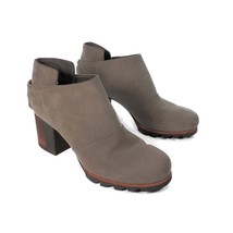 Sorel Womens 9 Addington Strap Heeled Ankle Boot Suede Leather Grey Roun... - $64.99