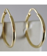 18K YELLOW GOLD EARRINGS CIRCLE HOOP 22 MM 0.87 INCHES DIAMETER MADE IN ... - $411.32
