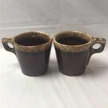 Set Of 2 Hull Brown Drip Glaze Oven Proof Mugs Made In USA - $9.89