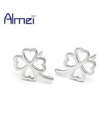 Almei Cute Earrings Silver Color Heart Flower Four Leaf Clover Stud Earr... - $9.35