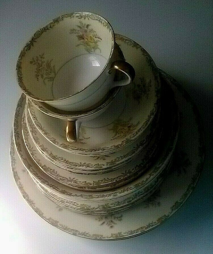 Noritake Green Line M Floral China Set Of 19 Pieces Vintage Rare Items