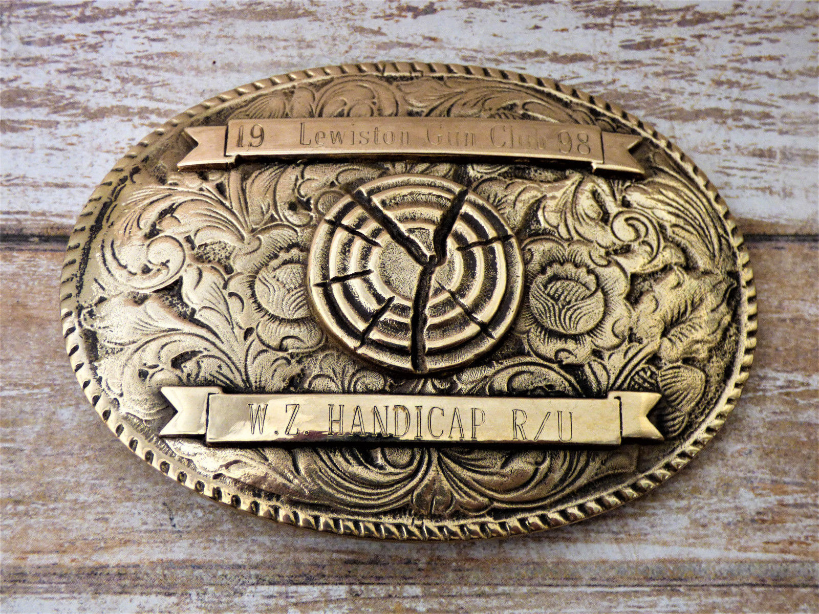 Trap & Skeet Shooting Lewiston Gun Club Bronze Vintage 1998 Trophy Belt