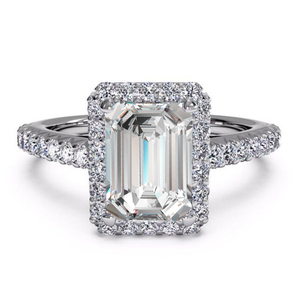 Rectangular Shape Sim Diamond Women's Wedding Ring White Gold Plated ...