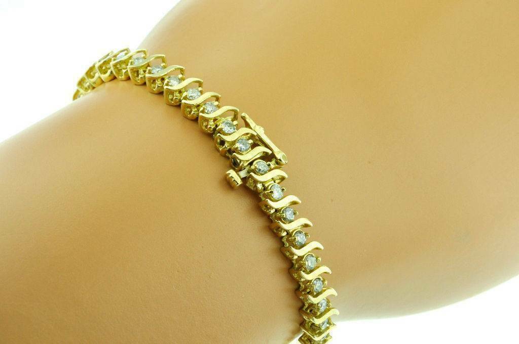 700 Carat Round Vvs1 Diamond S Link Tennis Bracelet 14k Yellow Gold Over 725 Diamond 4603