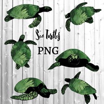 Sea Turtle Leaf  Theme Collection/PNG Clip Art/Sublimation/Commercial Us... - $3.99
