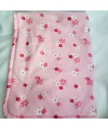 Vintage Just One Year Pink Green White Fleece Flower Baby Girl Blanket 2... - $68.89