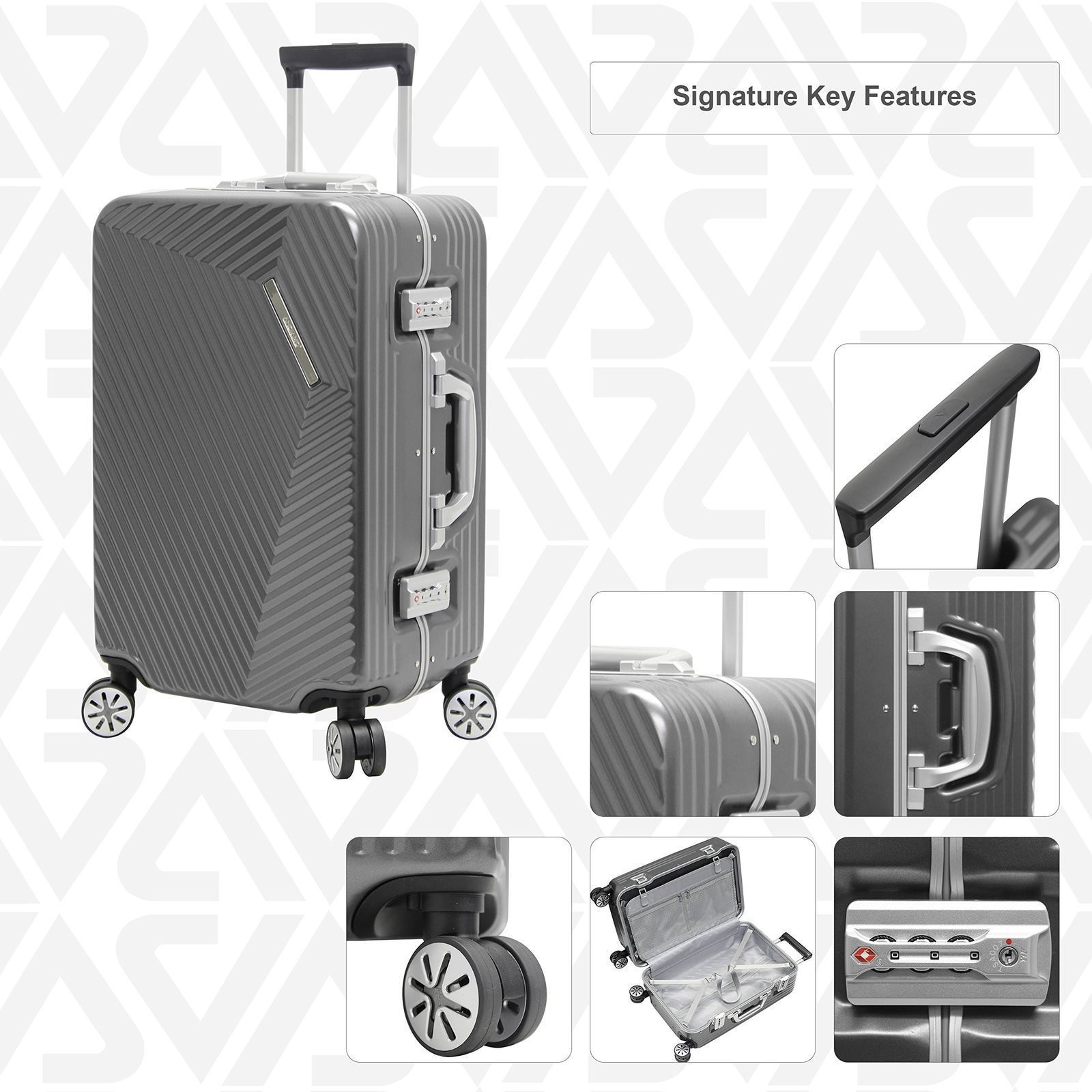 Andiamo Elegante Luggage Spin Wheels Aluminum 24