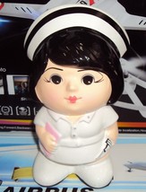 Doll Nurse piggy bank ceramic White craft show baby saving - $42.08