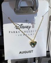 Disney Parks Mickey Mouse Faux Gem August Birthstone Necklace Gold Color NEW - $32.90