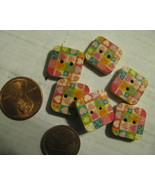 Buttons Square VTG antique looking Hearts 6 piece 7706 - $7.98