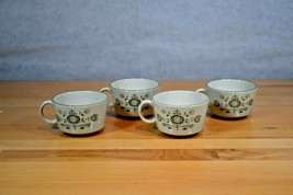 Franciscan Discovery 4 flat tea cups Heritage USA green MCM Vintage - $17.09