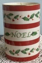 Lenox Holiday Sentiment Noel 4" Christmas Candle Nidb Cib Xmas Red White Wax - $18.69