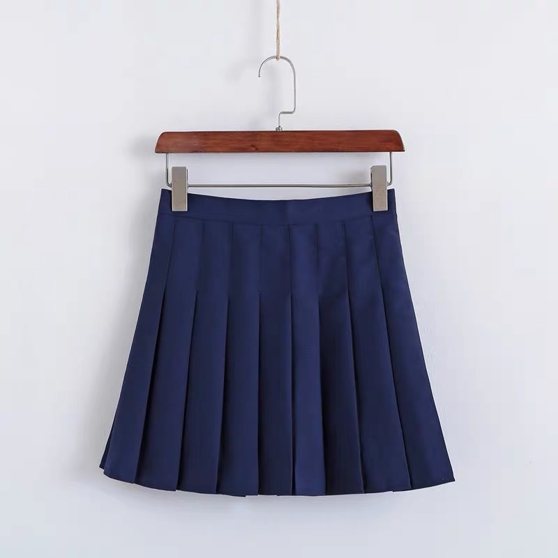 Women Girls Campus Style Pleated Mini Skirt School Skirt, Black White ...