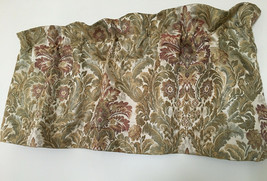 Waterford Medallion Floral Jacquard Lined Valance 55 x 20 Cream Gold Russet Sage - $23.75