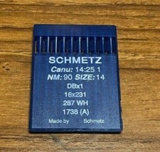 Schmetz DBx1 287 Wh CANU:14:25 1 NM:90 SIZE14 Industrial Sewing Machine Needles - $19.85
