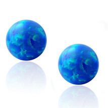 Unique 14K Gold Round Blue Fiery Opal Ball Screw Back Stud Earrings - $34.15+