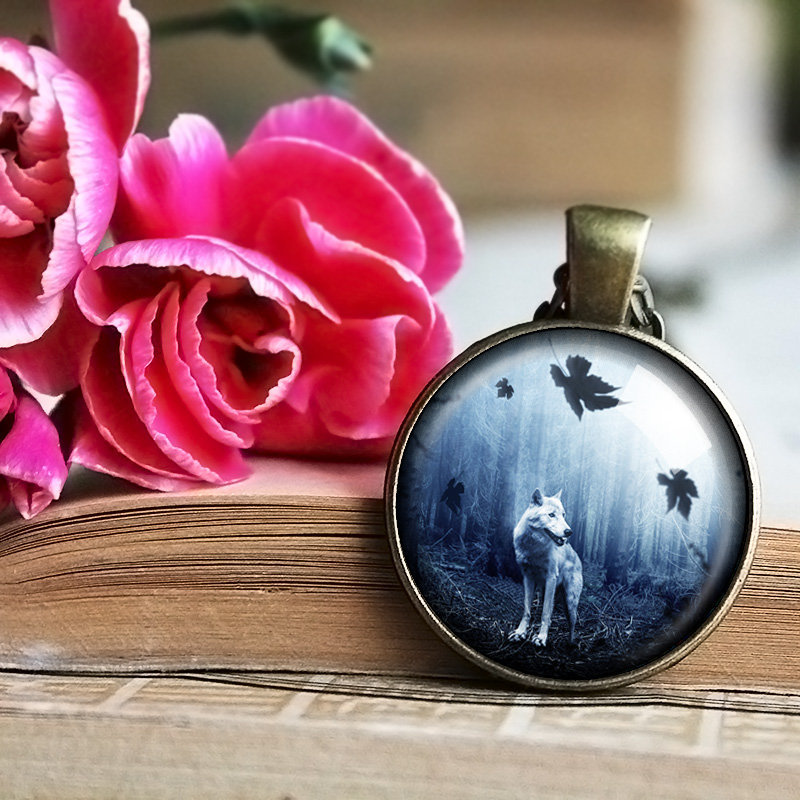 Wolf Necklace, Wolf Pendant, Howling Wolf Jewelry, Blue Moon Wolf, Loner Wolf