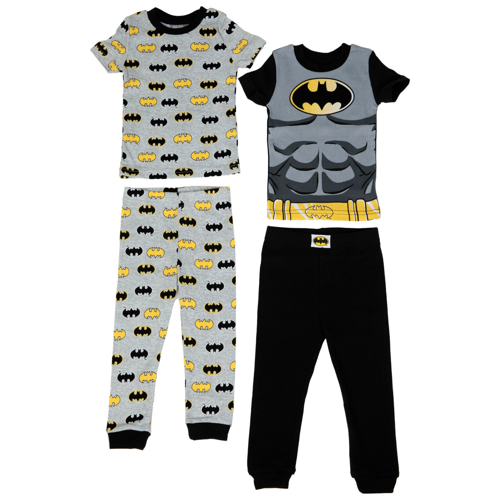 Batman Armor and All Over Logos Print 4-Piece Pajama Set Black - $19.99