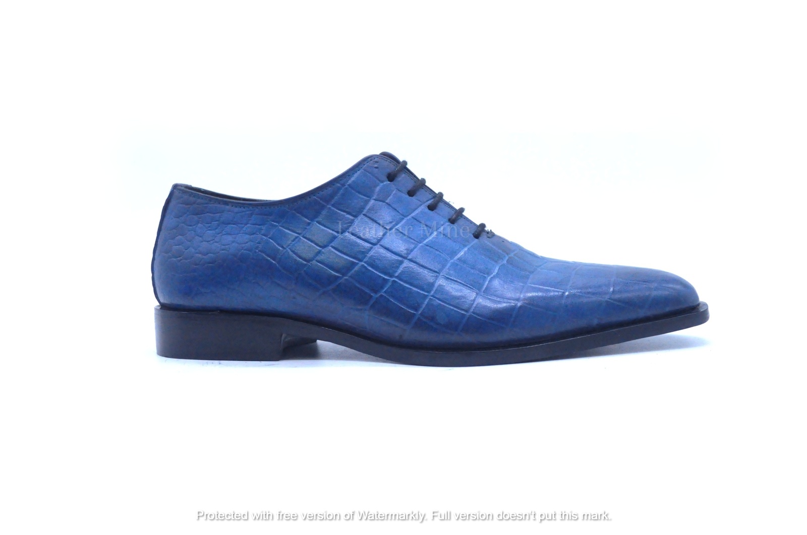 Blue Patina Croc Oxfords Dress Shoes For Men, Genuine Leather Custom Shoes