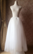 Plus Size White Wedding Bridal Skirt White Floor Length Tulle Skirt High Waisted image 4