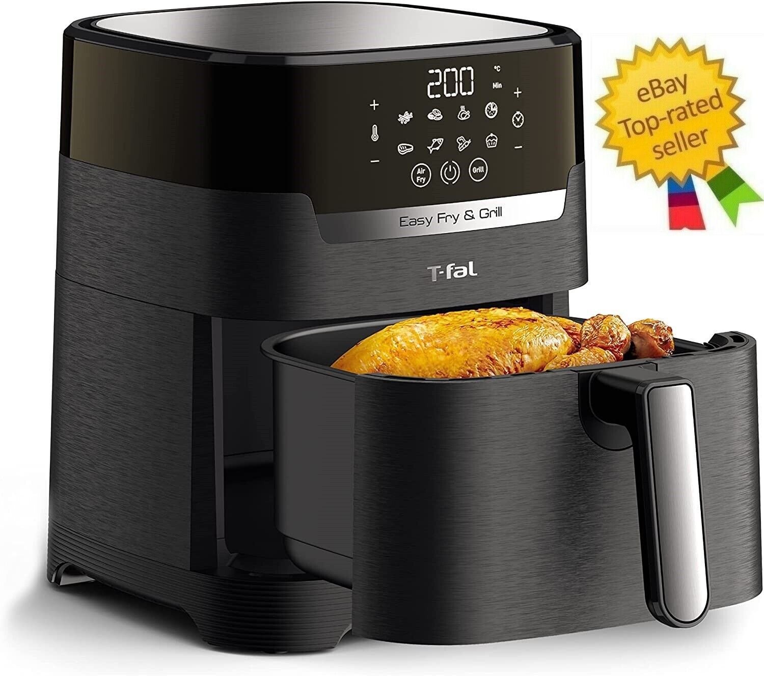 Tfal Air Fryer & Grill Combo Digital, 2in1, 4.4 Qrt, black Grills