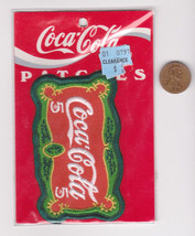 Vtg Coca-Cola Patch-Coke-Red Green-90&#39;s NOS-Iron On-5 cent Sign - $18.69