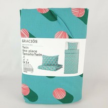 Ikea Gracios Twin Duvet Cover and 1 Pillowcase Dotted/Pink Turquoise New - $33.22