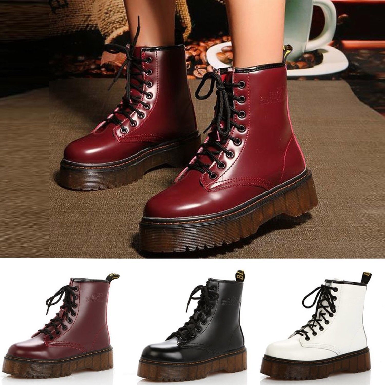 Women Boots shoes Punk Design European Hip Hop Girls Army Style Winter ...