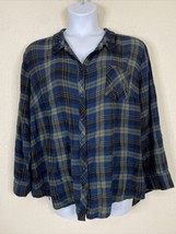 Terra &amp; Sky Womens Plus Size 3X Blue/Green Plaid Button Up Shirt Long Sl... - $18.00