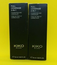 2 Pack KIKO Milano Full Coverage 2-IN-1 Foundation & Concealer WB30 25ml  - $55.95