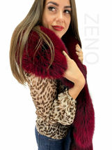 Fox Fur Stole 63' (160cm) Fur Boa Saga Furs Tails / Cuffs / Headband Burgundy image 7