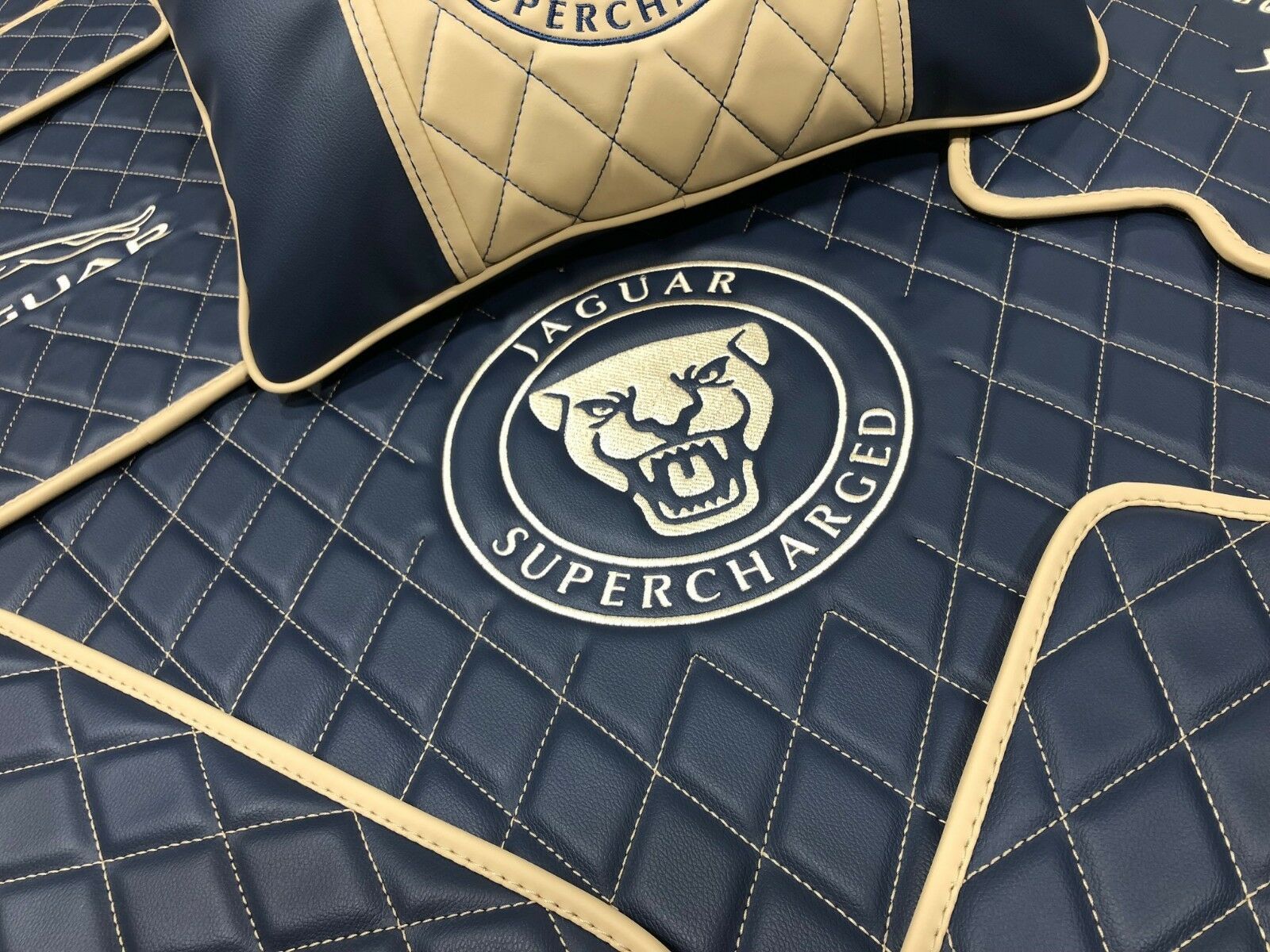 Jaguar XJ custom floor mats long base, standard base, trunk, pillows