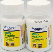 2 PACK Equate Low Dose Aspirin Enteric Coated Tablets 81mg 250ct EACH 10/22-3/23 - $10.99
