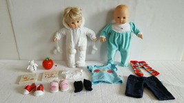 American Girl Bitty Baby Twins Boy & Girl Blonde Hair Blue Eyes Toy Book Clothes - $129.99