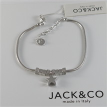 925 RHODIUM SILVER JACK&CO BRACELET WITH SHINY STAR STARLET MADE IN ITALY 7.5 IN image 1