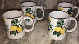 Coffee Tea Ceramic Cup Mug Set of 4 Royal Norfolk Lemons 12 oz NEW-SHIPS... - $32.55