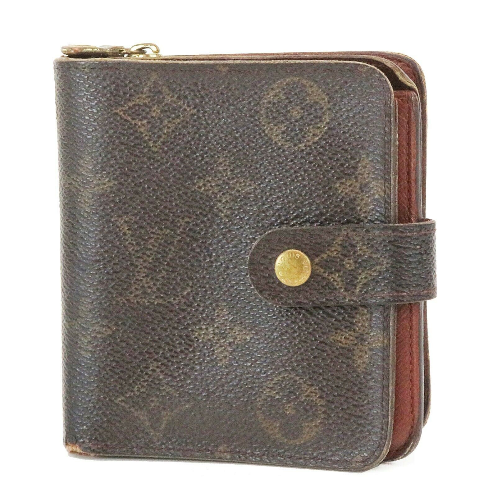 Authentic LOUIS VUITTON Monogram Bifold Snap Wallet Zippered Coin Purse #37050A - Wallets