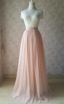 BLUSH High Waist Maxi Tulle Skirt Full Blush Wedding Bridesmaid Skirt Plus Size image 2