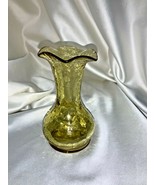 Vintage Crackle Glass Ruffled Edge Vase - $24.00